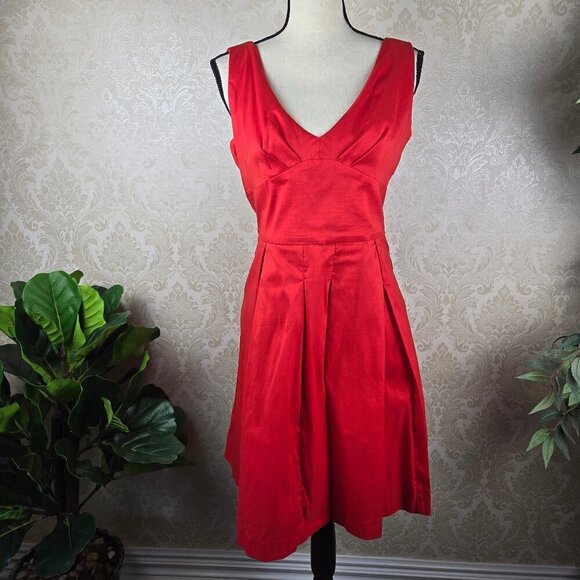 Betsey Johnson Size 12 Red Fit & Flare Party Dress Low Back w/ Bow Sleeveless - Picture 1 of 16
